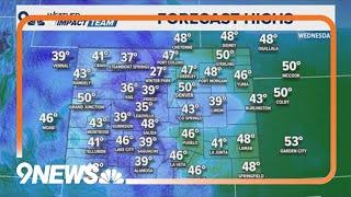 Latest forecast | Highs rebound to near 50 degrees this afternoon in Denver