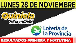 Quinielas Primera y matutina de La Ciudad y Buenos Aires, Lunes 28 de Noviembre