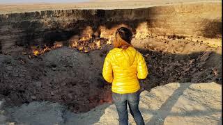 Gates of Hell: Turkmenistan's Darvaza gas crater during the day