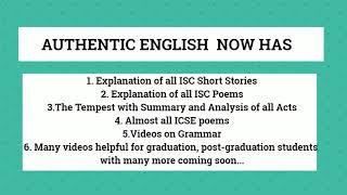 AUTHENTIC ENGLISH - CHANNEL FOR ISC, ICSE, BA, MA AND UGC NET