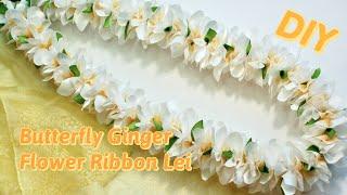 How To Make White Butterfly Ginger Hawaiian Flower Ribbon Lei