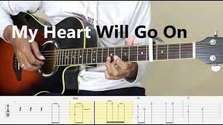 My Heart Will Go On - (Simple arrangement) Fingerstyle Guitar Tutorial TAB