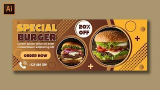 How to Create Web Banner Ad in Illustrator CC - Burger Web Banner AD