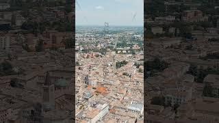 Vertical video. Parma, Italy. The historical center of Parma. Parma Cathedral. Panorama of the ci...