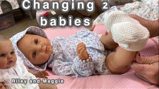 Changing 2 babies! Baby Riley and Maggie #reborns #babygirl #cute