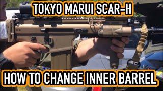 SCAR-H Tokyo Marui - How to disassembly and change the inner barrel and upgrade to a flat hop!