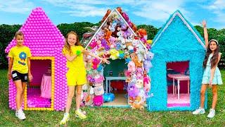 Nastya and her friends decorate playhouses and other adventures of friends.