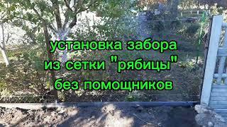 Установка забора из сетки "рабицы" без помощников