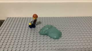 A lego man getting stuck in slime