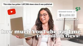 how much YouTube paid me for 1 MILLION VIEWS!!! & top tips for new creators