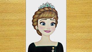 How to draw Princess Anna from frozen 2 || Step by step Easy || how to draw Queen Anna easily