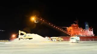 Unloading of aggregates at London Gateway Port from Yeoman Bridge