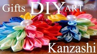 Канзаши. Красивая Art заколка.  Рукоделие. МК. DIY. Hand Made. Art. Kanzashi