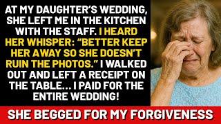At my daughter’s wedding, she left me in the kitchen with the staff. I heard her whisper: Better...