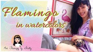 Flamingo| Watercolor Painting | Easy painting for beginners| ART THERAPY by Shelly