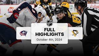 Blue Jackets at Penguins | October 04, 2024 | NHL Full Game Highlights