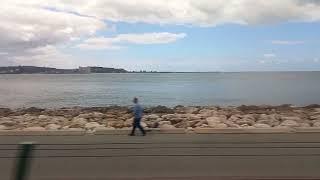 The sea view on a train from Lisbon to Cascais