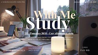 2 HOUR STUDY  WITH ME |Cozy afternoon to night | Calm Lo-Fi Music | Pomodoro 30/10
