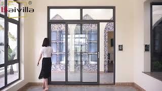 Exterior patio thermal break aluminum frame double glazed tempered glass sliding door