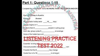 CYCLING HOLIDAYS IN AUSTRIA ! LISTENING PRACTICE TEST 2022