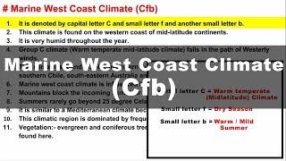 Koppen Scheme - Marine West Coast Climate (Cfb) | UPSC IAS Geography