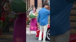 Lovely rich couple getting out Ferrari at Hotel Paris with flowers #monaco #luxury #lifestyle #fyp