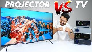 LED Projector vs 4K TV Comparison | Can ₹25K Projector Replace ₹50,000 TV?