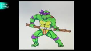 Как нарисовать Черепашку Ниндзя Донателло, How to draw Ninja Turtles Donatello