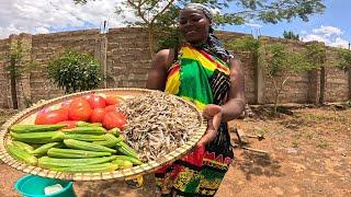 How to cook delicious okra and sardines(dagaa) the traditional way for your family#africanlife