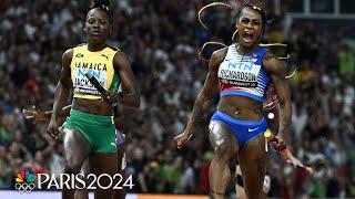 Sha'Carri vs Shericka ANCHOR SHOWDOWN decides EPIC 4x100 between USA and Jamaica | NBC Sports