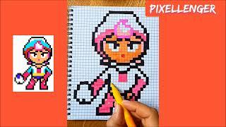 Как рисовать по клеточкам Джанет Бравл Старс Простые рисунки Janet Brawl Stars How to Draw Pixel Art