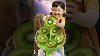 Capybara & Cute Girl Try Real Kiwi Slime Candy  | Oddly Satisfying Galaxy ASMR