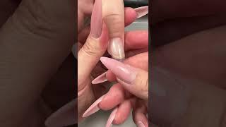 Clear structured gel in almond dual form nail extensions #asmr