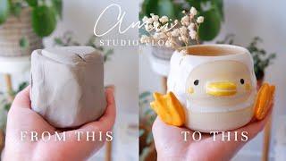 ASMR Ceramic Duck Planter Making of Process | Full Process of Ceramic | Studio Vlog | ASMR Vlog