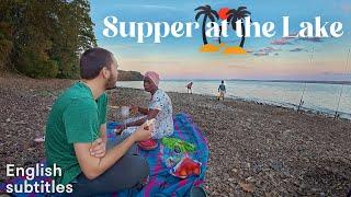 Having supper at the lake | Family fishing trip