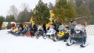 Покатушки на снегоходах большой компанией! Тайга, BPR Tundra, Lynx Ranger, Veсtor, Yamaha Viking.