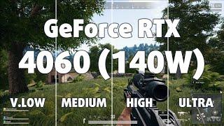  NVIDIA GeForce RTX 4060 [Laptop, 140W] - PUBG gameplay benchmarks (1080p)