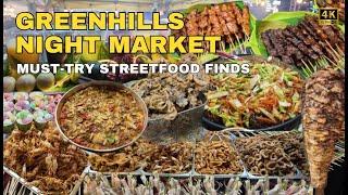 [4K] GREENHILLS NIGHT MARKET FOOD PARK & BAZAAR | Must-Try Street Food in Manila