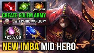 NEW IMBA MID WARLOCK Create Golem Army 100% Slow Upheaval Crazy AOE Fatal Bonds Dota 2