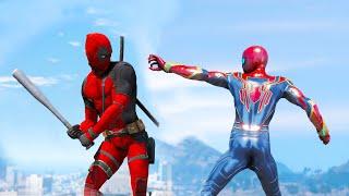 GTA5 DEADPOOL & SPIDERMAN vs Peds AI Wars - Battle of Ragdolls (Active ragdoll physics) 56