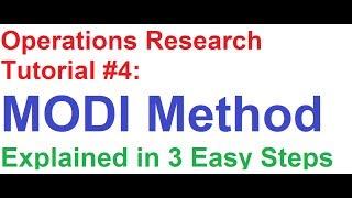 Operations Research(OR) Tutorial #4: MODI Method Explained in 3 Easy Steps!