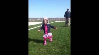 V running at vineyard