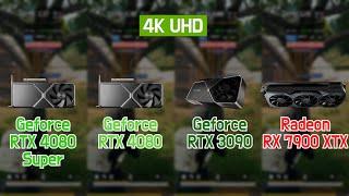 Geforce RTX 4080 Super vs 4080 vs 3090 vs Radeon RX 7900 XTX with 7800X3D (7 Games / 4K UHD / 2160p)