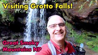 Hiking to Grotto Falls in the Great Smoky Mountains National Park, near Gatlinburg, TN.