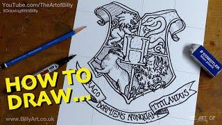 How To Draw Hogwarts School of Witchcraft and Wizardry Coat of Arms from Harry Potter