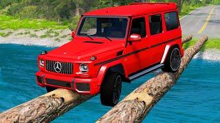 Cars vs Log Bridge Deep Water – BeamNG.Drive