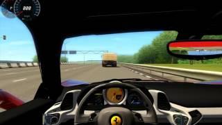 City car driving Ferrari 458 Italia top speed 313 kmph