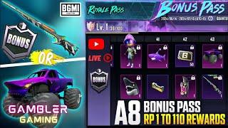 NEW MAXED A8 BONUS PASS BGMI! BGMI REAL NAME HACKERS MOBILE INDIA! GAMBLER IS LIVE!