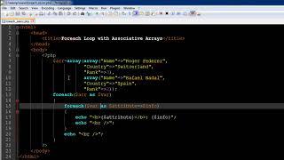 PHP & MySQL Tutorial   30  Looping through Associative Arrays using Foreach Loop   YouTube