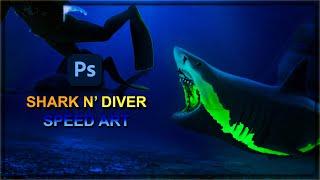 Shark n' Diver Underwater Photo Manipulation| Fantasy Photo Manipulation| Speed art| GD Mentor